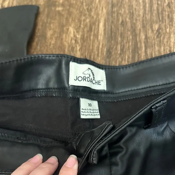 Jordache Black Faux Leather Trousers - Picture 2 of 6